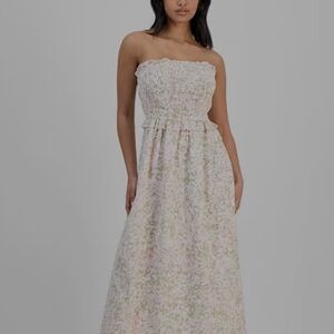 And Now This Floral Strapless Maxi Dress